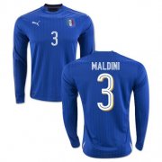 Italy Home Soccer Jersey 2016 3 Maldini LS