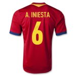 2013 Spain #6 A. INIESTA Red Home Soccer Jersey Shirt