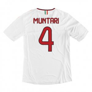 13-14 AC Milan #4 Muntari Away White Soccer Shirt