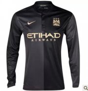 13-14 Manchester City Away Black Long Sleeve Jersey Shirt