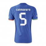 13-14 Italy #5 Cannavaro Home Blue Soccer Jersey Shirt