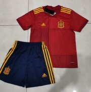 Children Spain Home Soccer Suits 2020 EURO Shirt and Shorts