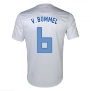 2013 Netherlands #6 V. Bommel Away White Jersey Shirt