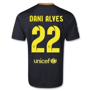 13-14 Barcelona #22 DANI ALVES Away Black Soccer Jersey Shirt