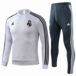 2018-19 Real Madrid Training Top Round Collar White and Pants