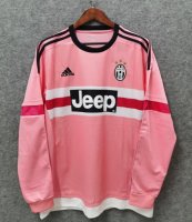 Retro Juventus Away Pink Long Sleeve Soccer Jerseys 2015/16