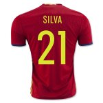 Spain Home Soccer Jersey 2016 SILVA #21