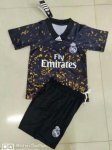 Children Real Madrid EA Black Soccer Suits 2019/20 Shirt and Shorts