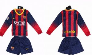 Kids Barcelona 13/14 Home Long Sleeve Kit(Shirt+shorts)