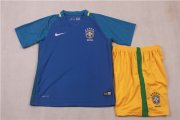 Kids Brazil Away Soccer Kit 2016/17 (Shirt+shorts)