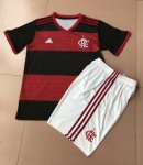 Children Flamengo Home Soccer Suits 2020/21 Shirt and White Shorts