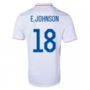 2014 USA #18 E. JOHNSON Home White Soccer Jersey Shirt