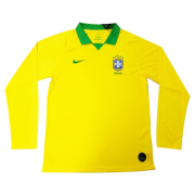 Brazil Home Yellow Long Sleeve Jerseys Shirt 2019