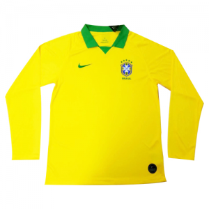 Brazil Home Yellow Long Sleeve Jerseys Shirt 2019