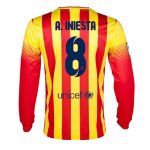 13-14 Barcelona #8 A.Iniesta Away Long Sleeve Soccer Jersey Shirt