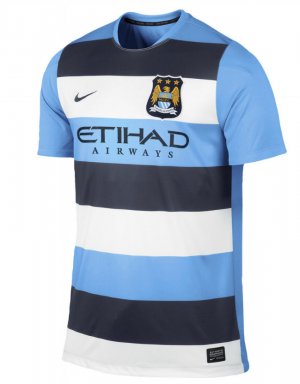 13-14 Manchester City Away Blue&White Shirt(Player Version)