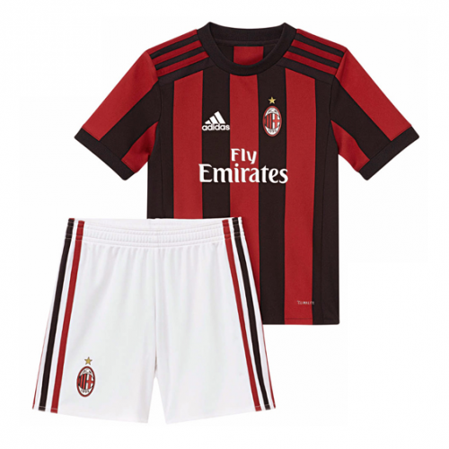 AC Milan Home Soccer Suits 2017/18 Shirt And Shorts Kids