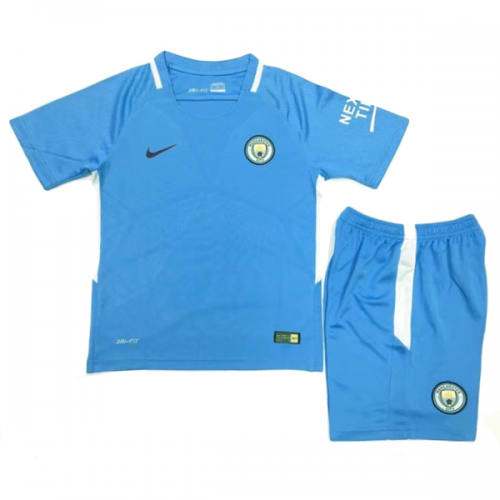 Manchester City Home Soccer Kits 2017/18 Shirt and Shorts Kids